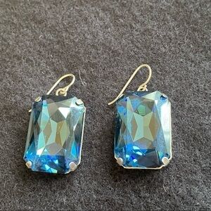 Giant light blue rhinestone earrings
